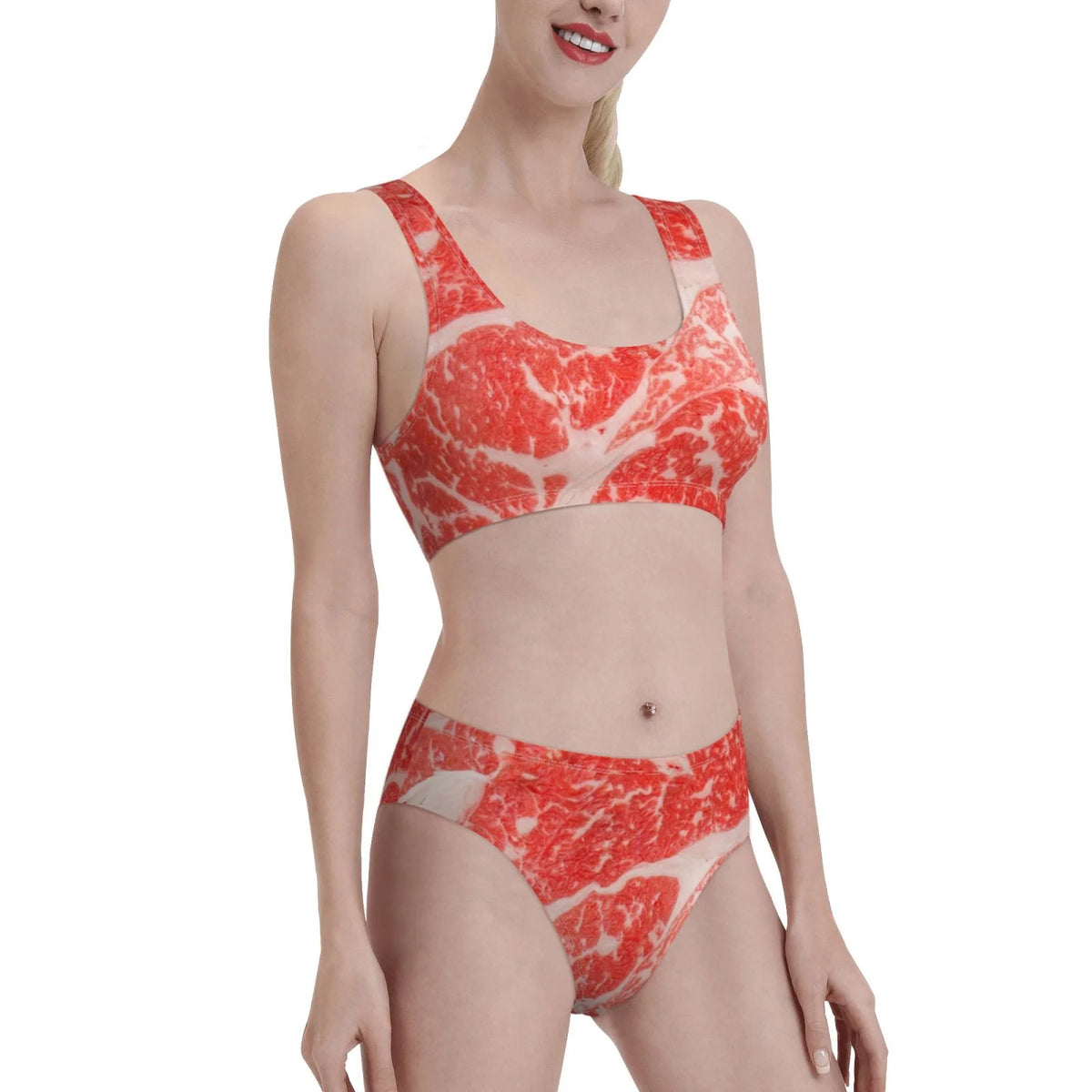 Women's High Waisted Bikini Sets Two Pieces Swimsuits with Removable Chest Pad O237