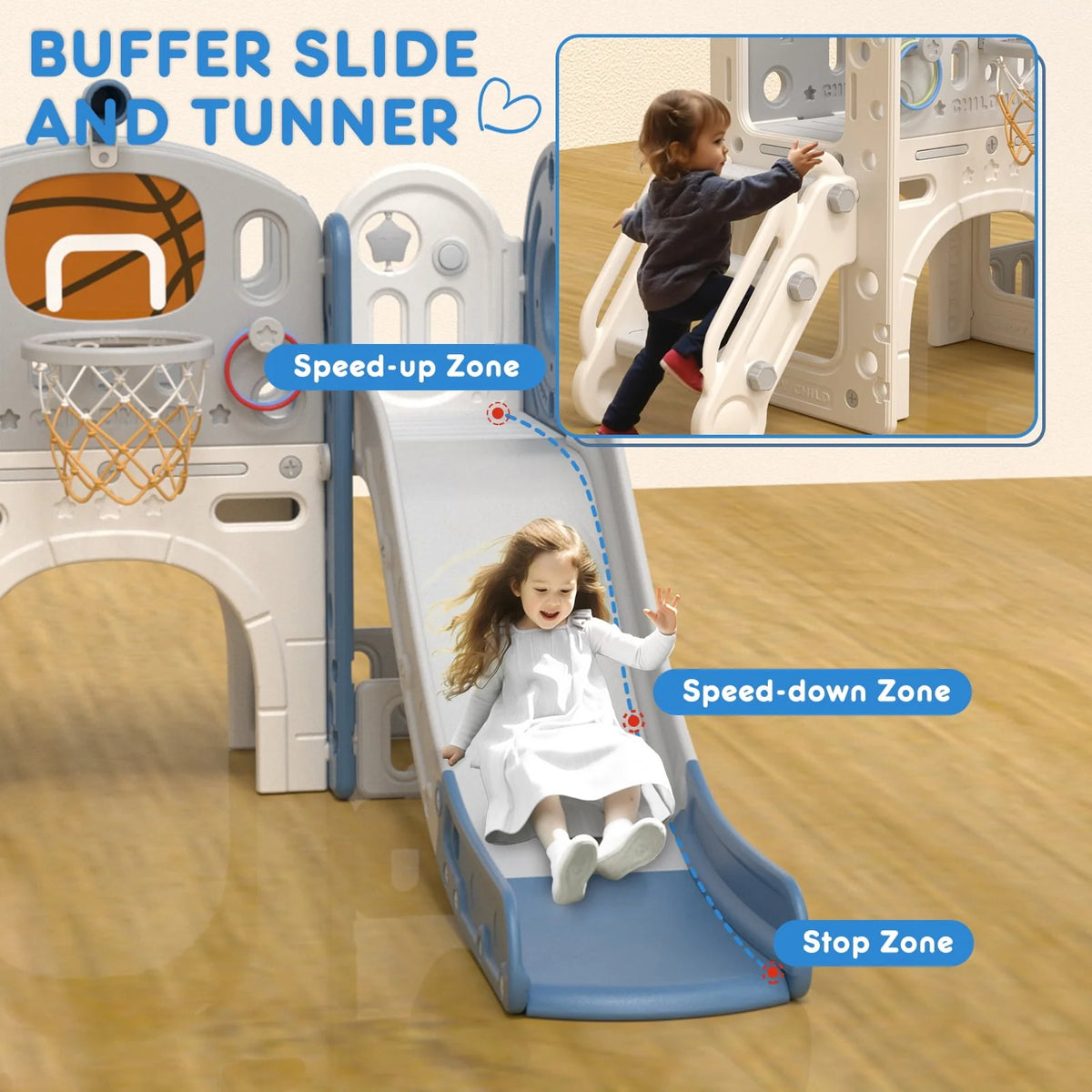 7-in-1 Kids Slide Play Set with Climber D85003