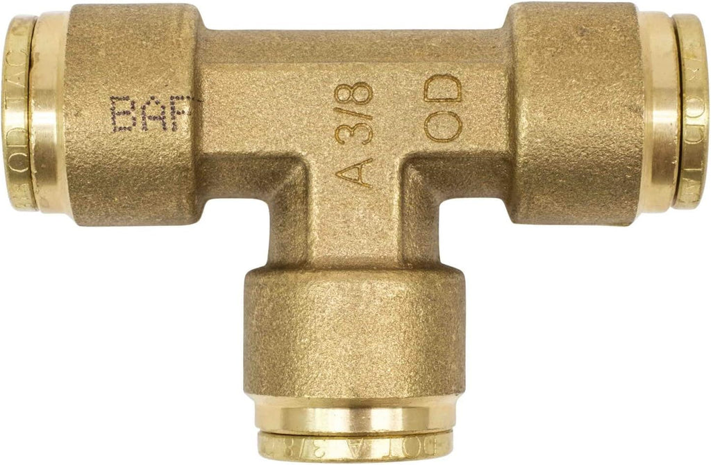 Brass Push to Connect Union Tee Air Brake Tube Fitting, 1/2" Tube OD, 5 Pack Z888