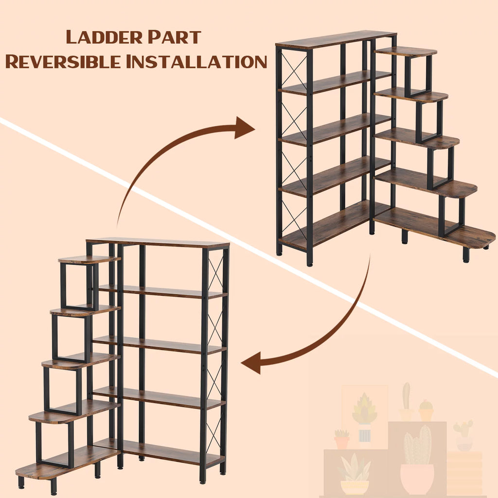 Large Reversible 5 Tier Corner Bookshelf D21489