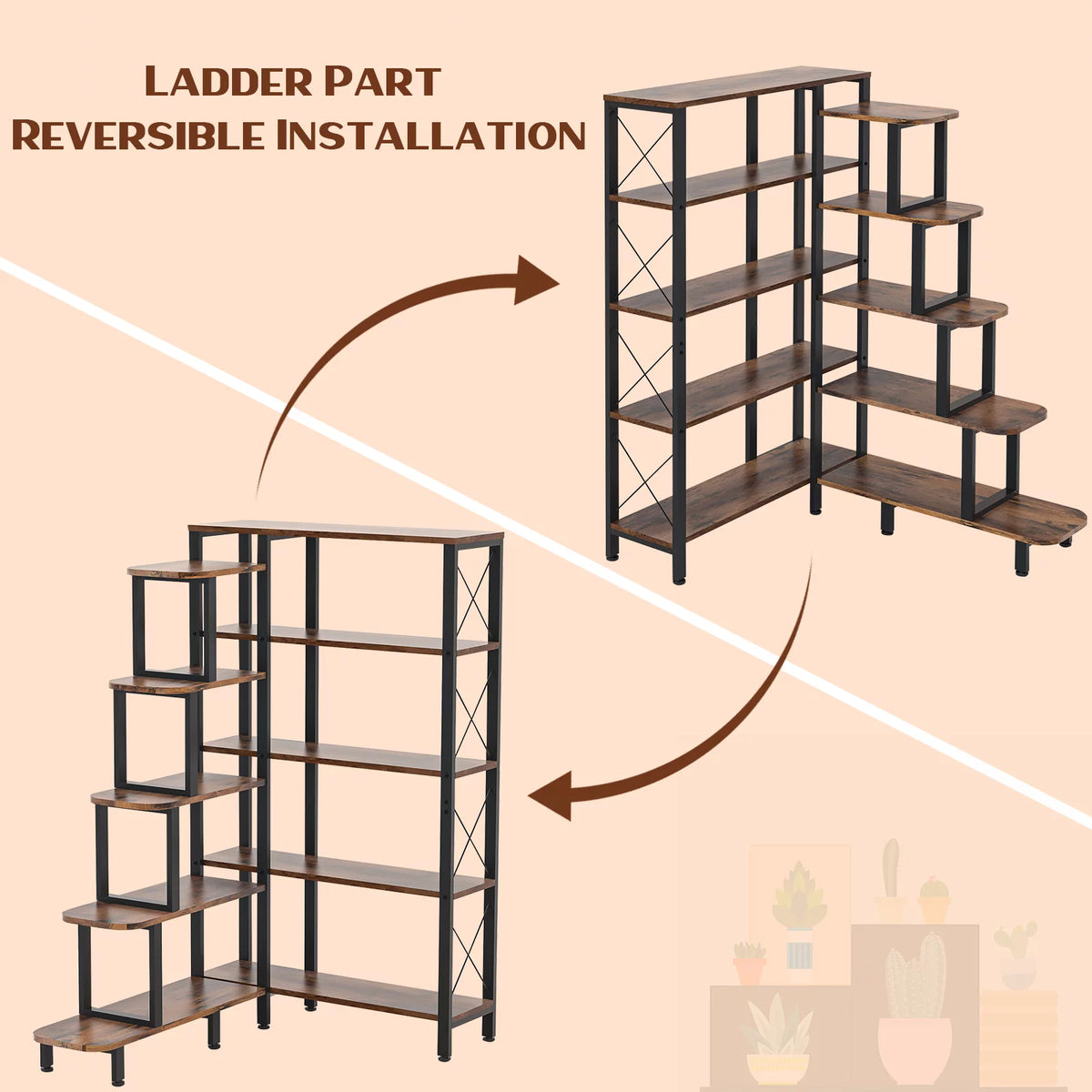 Large Reversible 5 Tier Corner Bookshelf D21489
