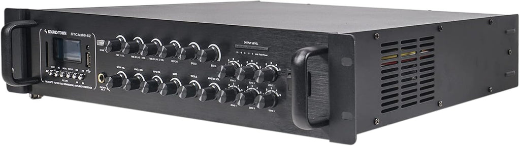 360W 6-Zone 70V/100V Commercial Power Amplifier with Bluetooth, Optical, Phantom Power R558042