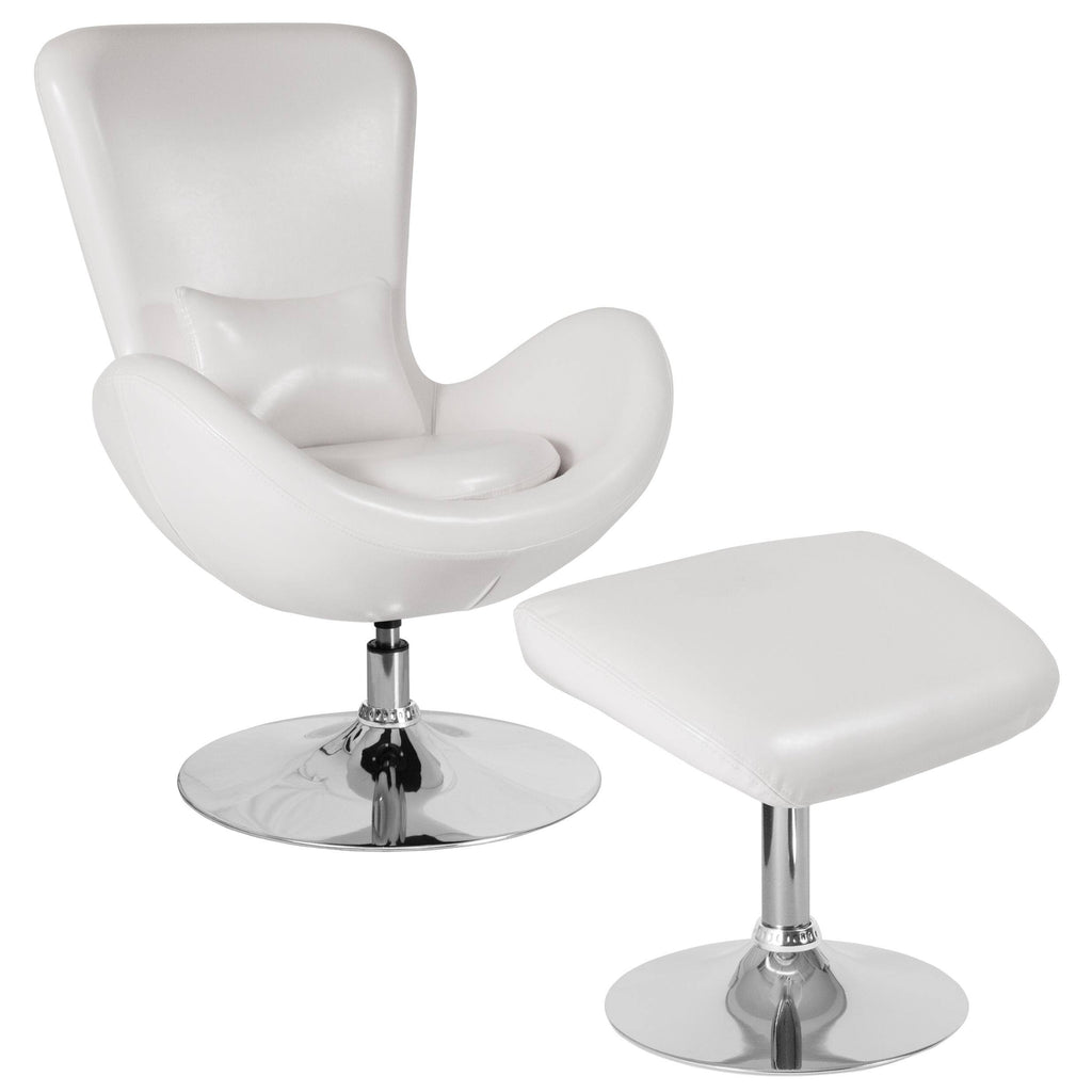 Green Fabric Side Reception Chair with Ottoman Q368175