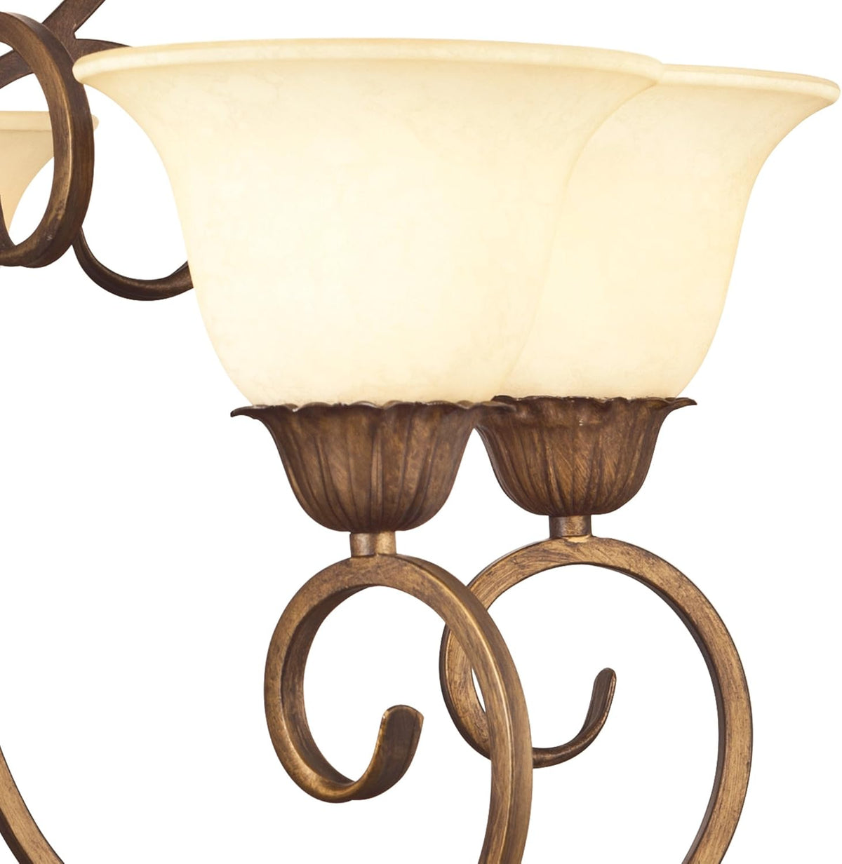 Five-Light Interior Chandelier, Ebony Gold Finish with Burnt Scavo Glass Y27330