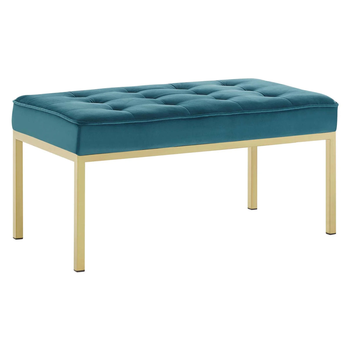 Teal Performance Velvet Bench with Gold Stainless Steel Leg S1361