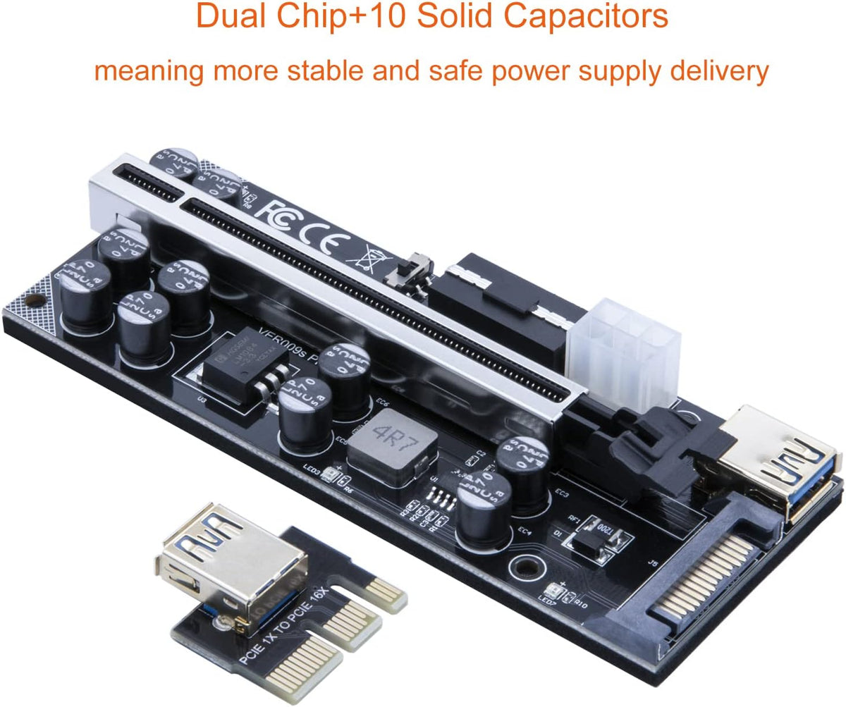 PCIe Riser Card 16X to 1X Powered Adapter 6 Pack I109