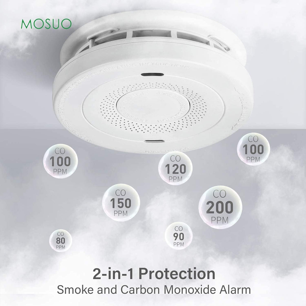 3PCS Smoke and Carbon Monoxide Detector Alarm with Voice Warning, 10 Year Lithium Battery Backup, Dual Sensor H228
