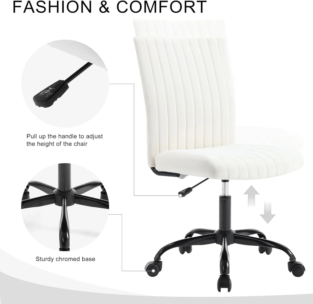 Velvet Swivel Desk Chair with Wheels N219123